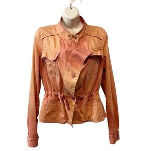 Anthropologie‎ Hei Hei Pure Cotton Women XS Drawstring Orange Pink Anorak Jacket